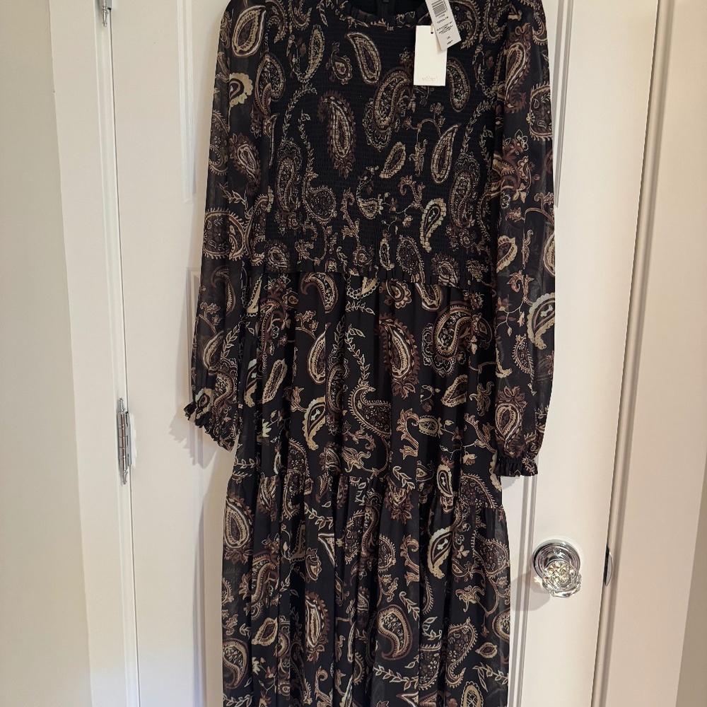 Aritzia Black and Brown Paisley Maxi Dress